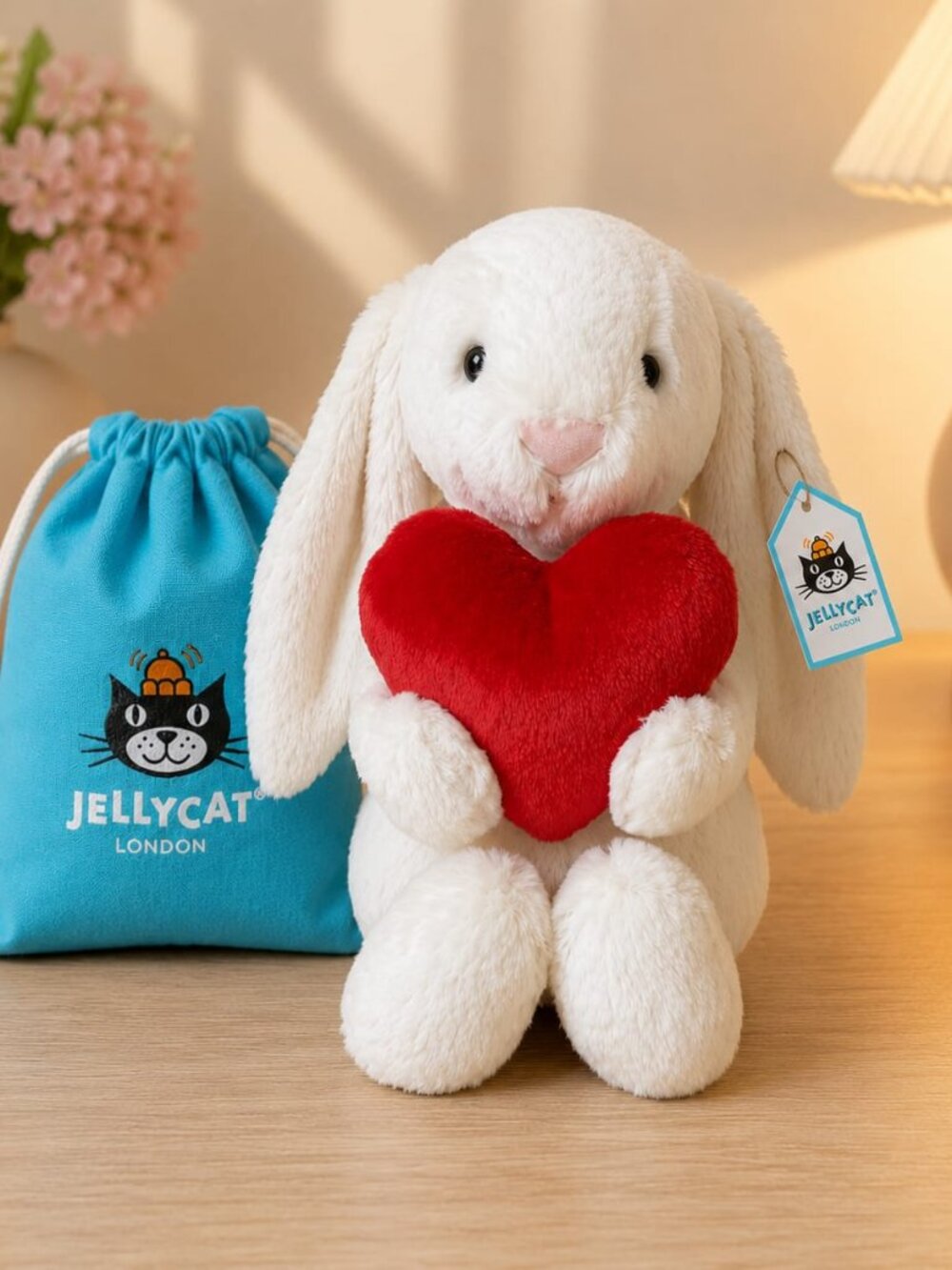 Jellycat Bashful Red Love Heart Bunny Plush Stuffed Animal Toy Valentine NEW NWT